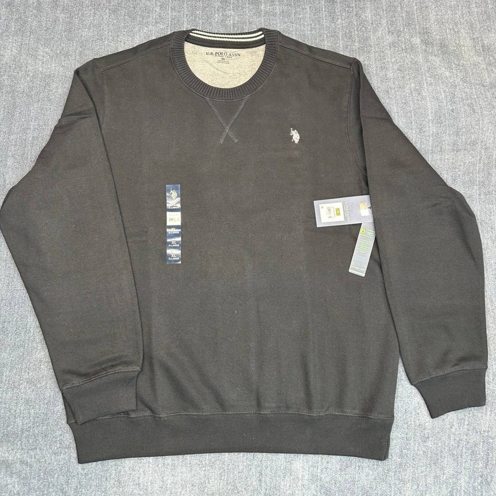 US Polo Assn Mens Fleece Crewneck Sweatshirt Black XL NWT 11C846